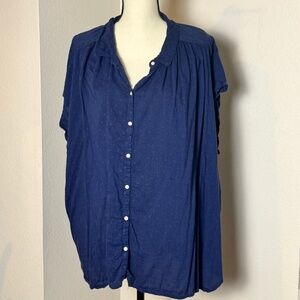 Navy Blue Old Navy Button Down Tunic Top - 3X
